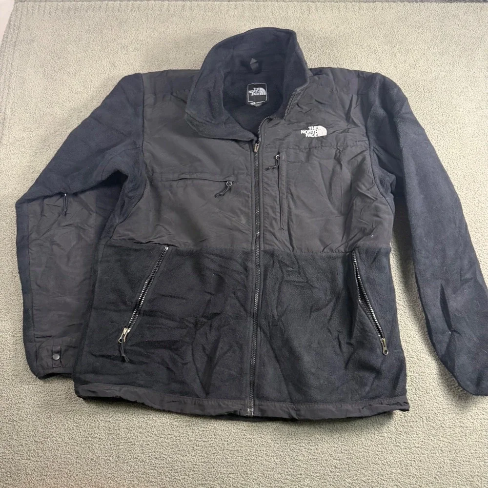 The North Face Denali Full Zip Fleece Jacket Mens Large Black Reinforced Nylon